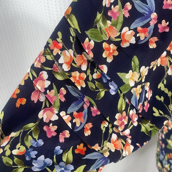 Johnny Was Jade Rocco Silk Peasant Top Floral Boho Career Sz XS - Picture 6 of 11